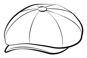 Newsboy cap black and white clipart