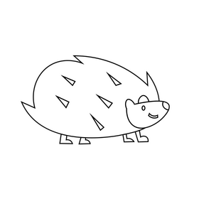 Cartoon hedgehog black and white clipart