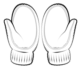 Mittens black and white clipart