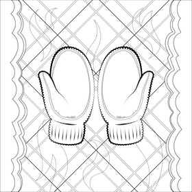Mittens black and white vector