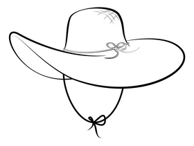 Sun hat black and white clipart