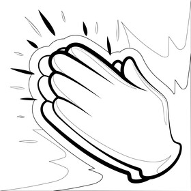 Clap emoji, emoticon black and white vector