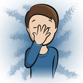 Facepalm man emoji, emoticon vector