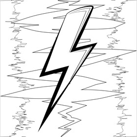 Lightning bolt emoji, emoticon black and white vector