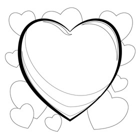 Heart emoji, emoticon black and white vector