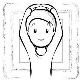 Man gesturing OK emoji, emoticon black and white vector