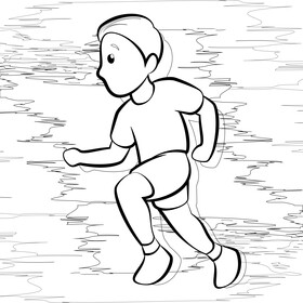 Man running emoji, emoticon black and white vector