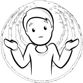 Man shrugging emoji, emoticon black and white vector