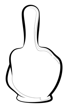 Middle finger emoji, emoticon drawing black and white clipart