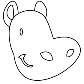 Hippo head black and white clipart