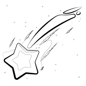 Shooting star emoji, emoticon black and white vector