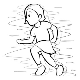 Woman running emoji, emoticon black and white vector