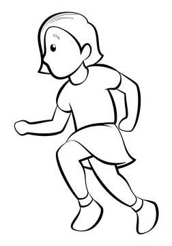Woman running emoji, emoticon drawing black and white clipart