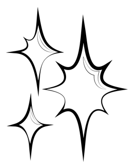Sparkle emoji, emoticon drawing black and white clipart