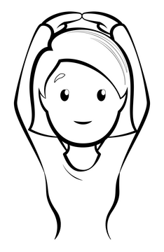 Woman gesturing OK emoji, emoticon drawing black and white clipart