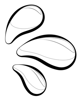 Water droplets emoji, emoticon drawing black and white clipart