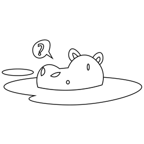 Hippo in the pool drawing black and white clipart