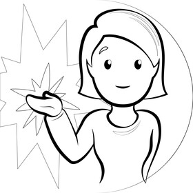 Woman tipping hand emoji, emoticon black and white vector