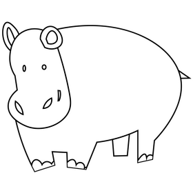 Hippopotamus black and white clipart