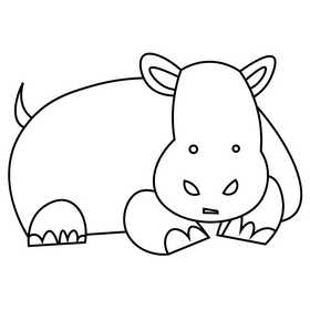 Hippo cartoon black and white clipart