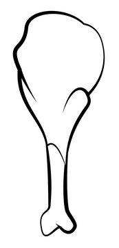 Chicken leg black and white clipart