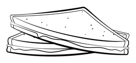 Bread slice, sandwich black and white clipart