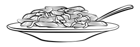 Pasta black and white clipart