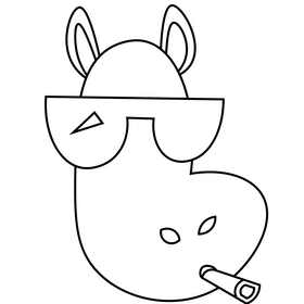 Cool hippo smoking black and white clipart