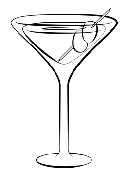 Martini Cocktail black and white clipart