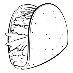 Taco black and white clipart