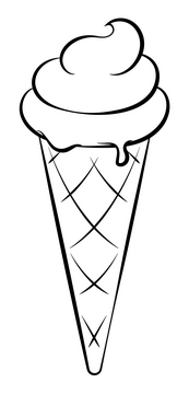 Ice cream cone black and white clipart