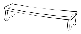 Backless bench drawing black and white clipart