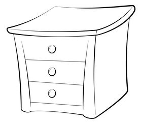 Bedside table drawing black and white clipart