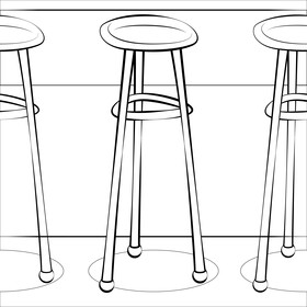 Bar stool black and white vector