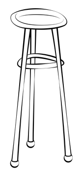 Bistro Bar Stool black and white clipart