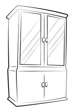 Cabinet drawing black and white clipart