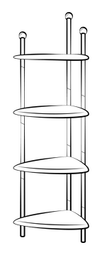 Shelf corner stand furniture drawing black and white clipart