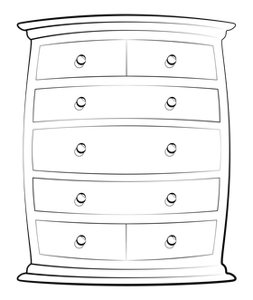 Drawer drawing black and white clipart