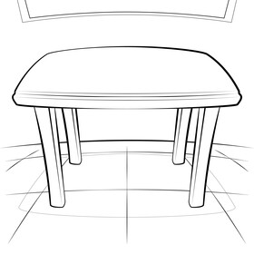 Square table black and white vector