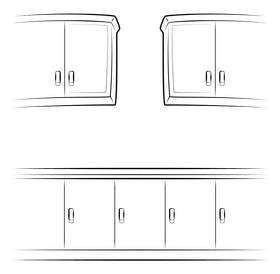 Kitchen furniture drawing black and white clipart