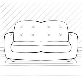 Sofa 2 seater black and white vector