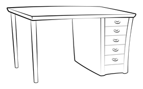 Desk drawing black and white clipart vector free download