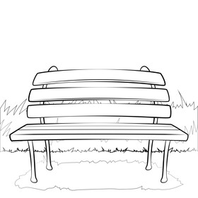 Park bench black and white vector