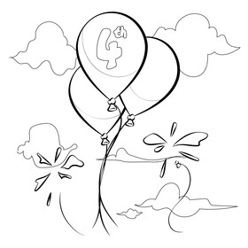 4th of July balloons black and white vector