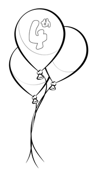 4th of July balloons drawing black and white clipart