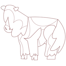 Horse fluffy black and white clipart