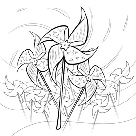 4th of July pinwheel black and white vector