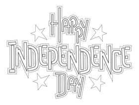 Happy Independence Day drawing black and white clipart