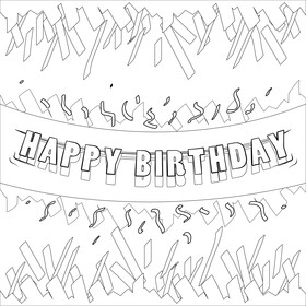 Happy birthday banner black and white vector