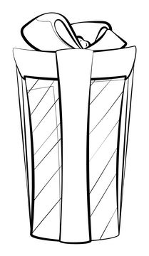 Birthday present drawing black and white clipart